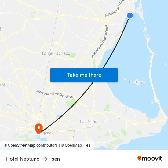 Hotel Neptuno to Isen map