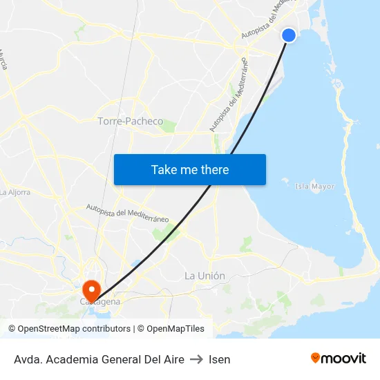 Avda. Academia General Del Aire to Isen map