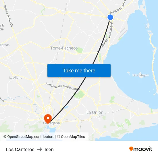Los Canteros to Isen map