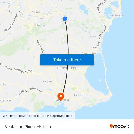 Venta Los Pinos to Isen map