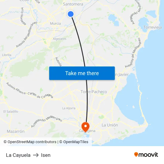 La Cayuela to Isen map