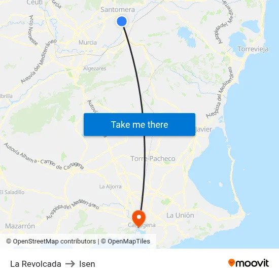 La Revolcada to Isen map