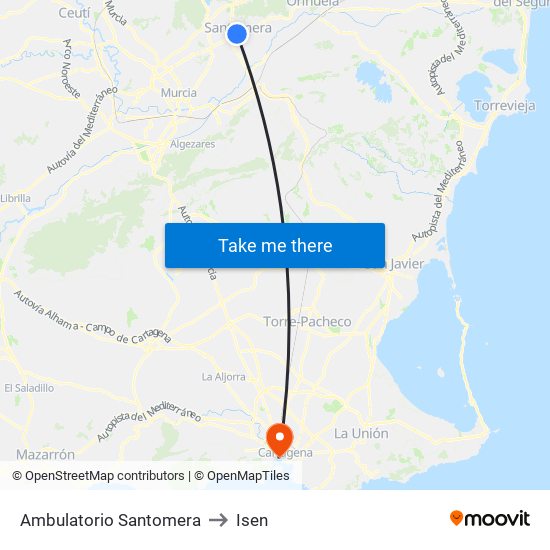Ambulatorio Santomera to Isen map