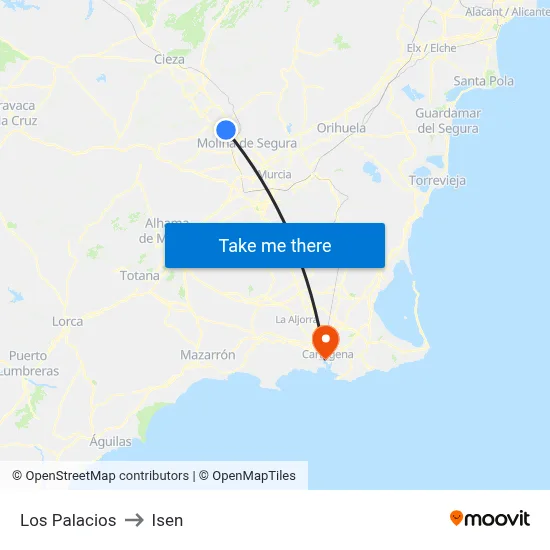 Los Palacios to Isen map