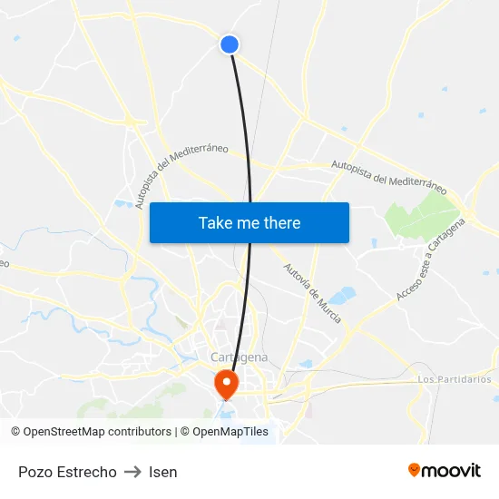 Pozo Estrecho to Isen map