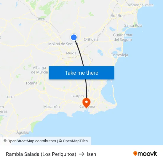 Rambla Salada (Los Periquitos) to Isen map