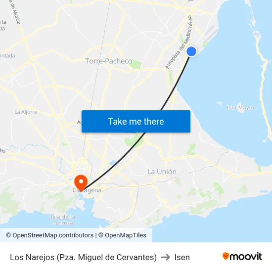 Los Narejos (Pza. Miguel de Cervantes) to Isen map