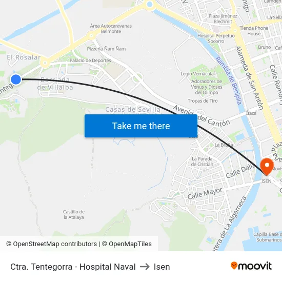 Ctra. Tentegorra - Hospital Naval to Isen map