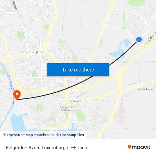 Belgrado - Avda. Luxemburgo to Isen map