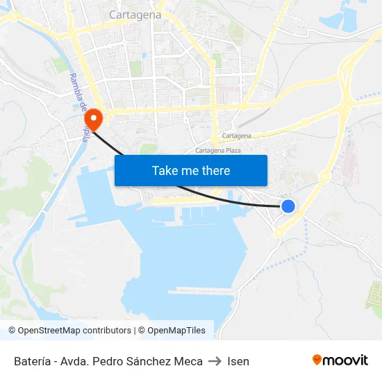 Batería - Avda. Pedro Sánchez Meca to Isen map