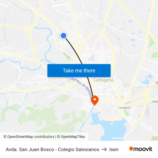 Avda. San Juan Bosco - Colegio Salesianos to Isen map