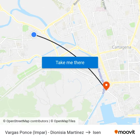 Vargas Ponce (Impar) - Dionisia Martínez to Isen map