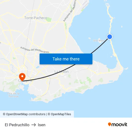 El Pedruchillo to Isen map