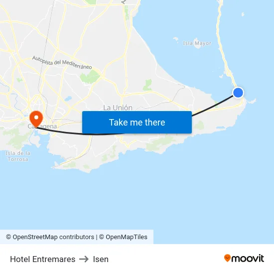 Hotel Entremares to Isen map