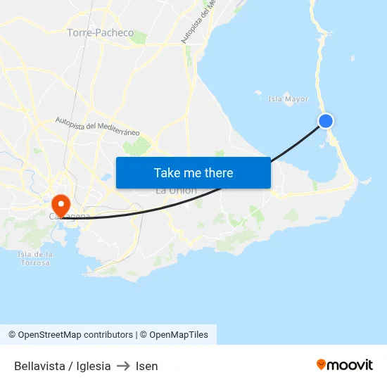 Bellavista / Iglesia to Isen map