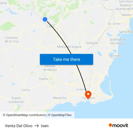 Venta Del Olivo to Isen map