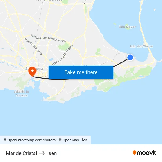 Mar de Cristal to Isen map