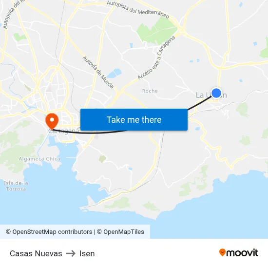Casas Nuevas to Isen map