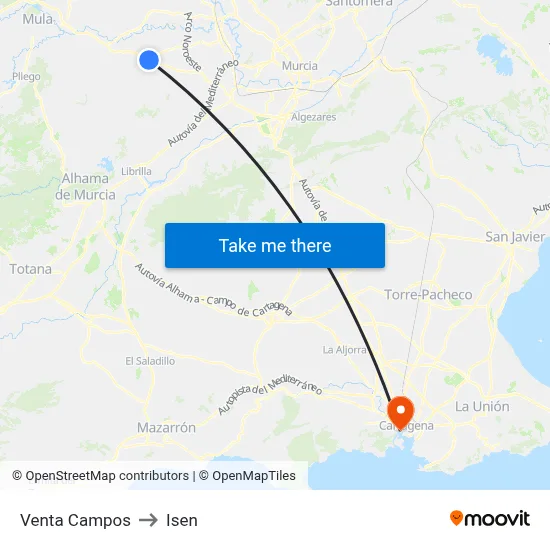 Venta Campos to Isen map