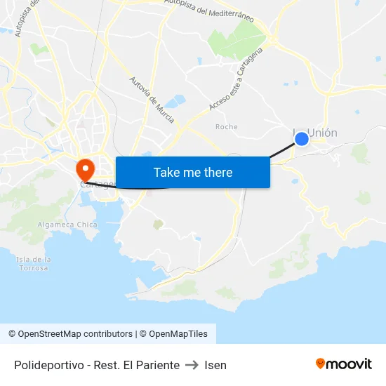 Polideportivo - Rest. El Pariente to Isen map