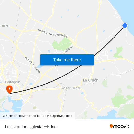 Los Urrutias - Iglesia to Isen map