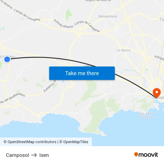 Camposol to Isen map