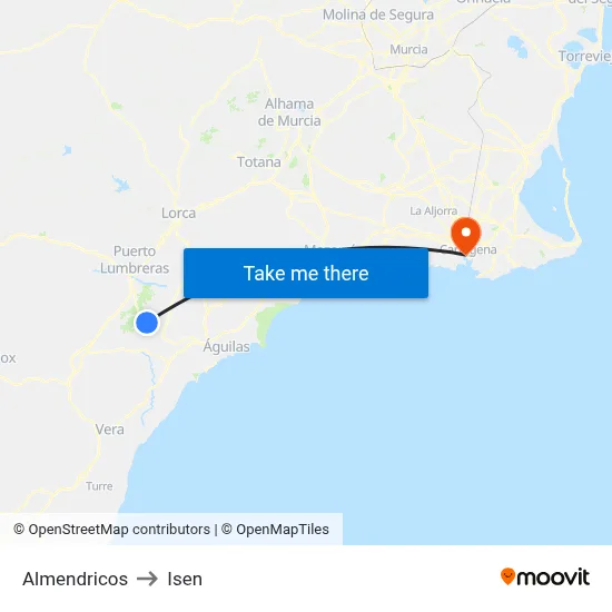 Almendricos to Isen map