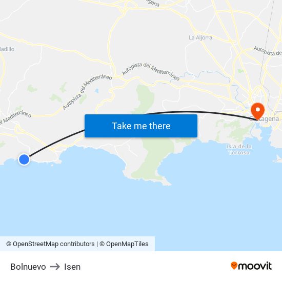 Bolnuevo to Isen map