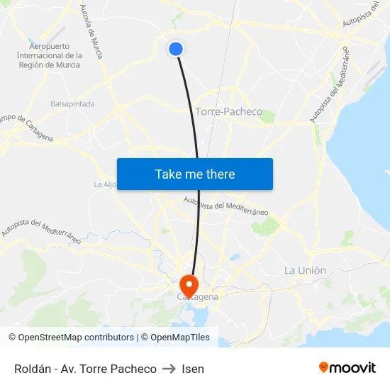 Roldán - Av. Torre Pacheco to Isen map