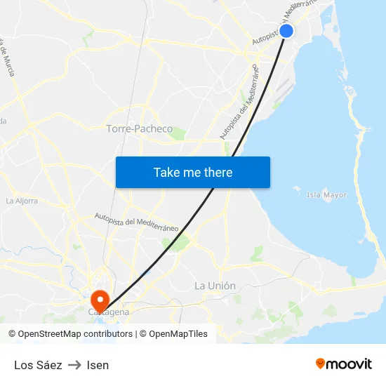 Los Sáez to Isen map