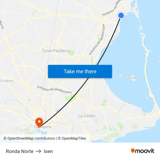 Ronda Norte to Isen map