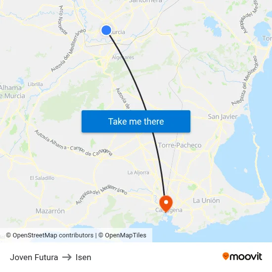 Joven Futura to Isen map