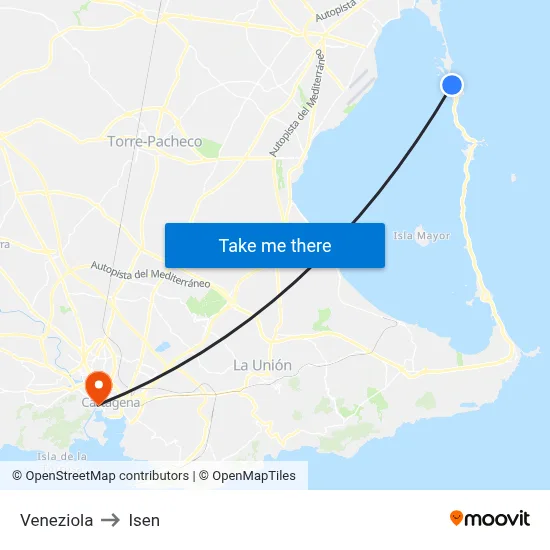 Veneziola to Isen map