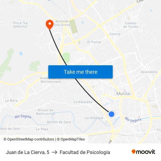 Juan de La Cierva, 5 to Facultad de Psicología map