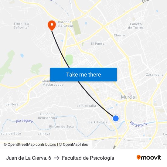 Juan de La Cierva, 6 to Facultad de Psicología map