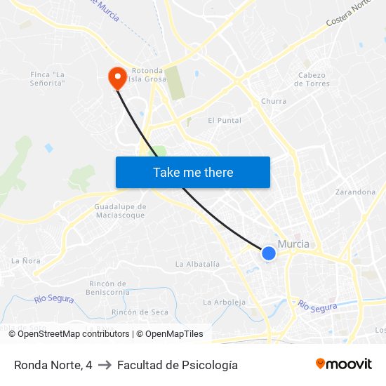 Ronda Norte, 4 to Facultad de Psicología map