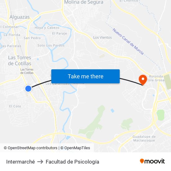 Intermarché to Facultad de Psicología map