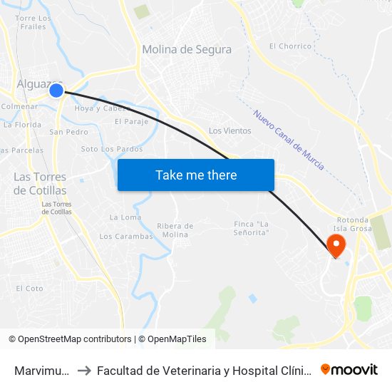 Marvimundo I to Facultad de Veterinaria y Hospital Clínico Veterinario map