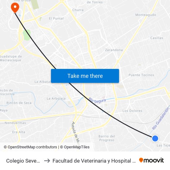 Colegio Severo Ochoa to Facultad de Veterinaria y Hospital Clínico Veterinario map