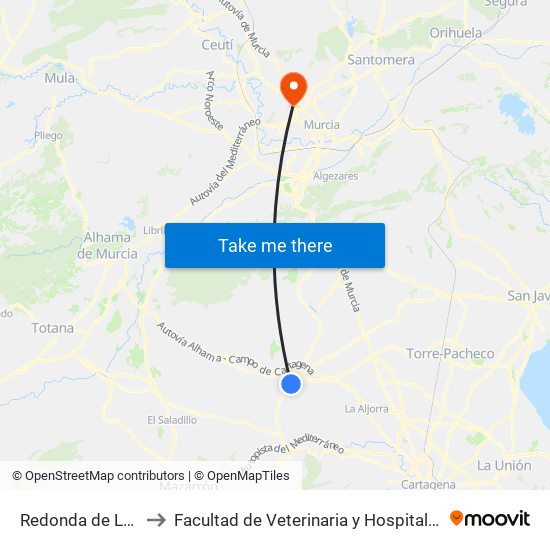 Redonda de Los Cubos to Facultad de Veterinaria y Hospital Clínico Veterinario map