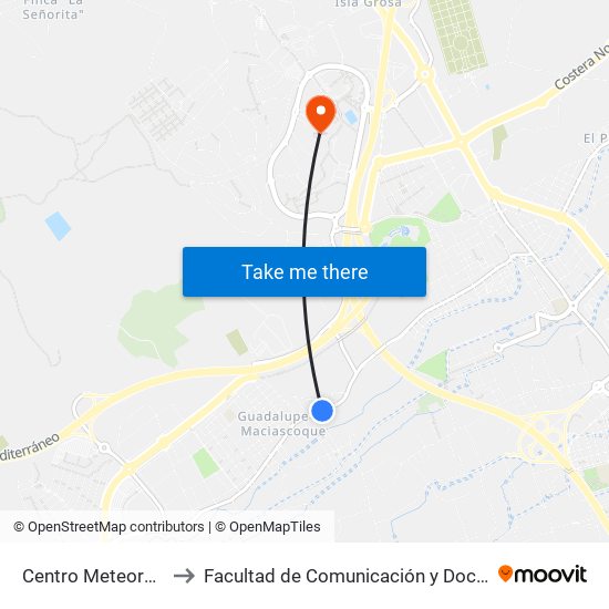 Centro Meteorológico to Facultad de Comunicación y Documentación map