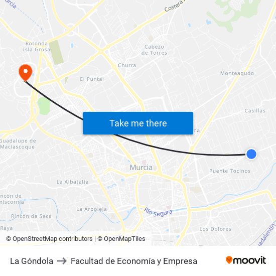 La Góndola to Facultad de Economía y Empresa map