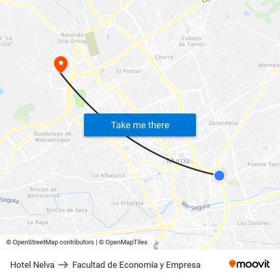 Hotel Nelva to Facultad de Economía y Empresa map