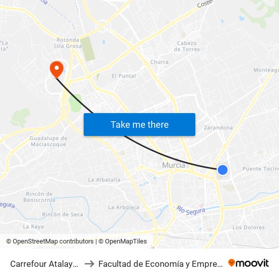 Carrefour Atalayas to Facultad de Economía y Empresa map