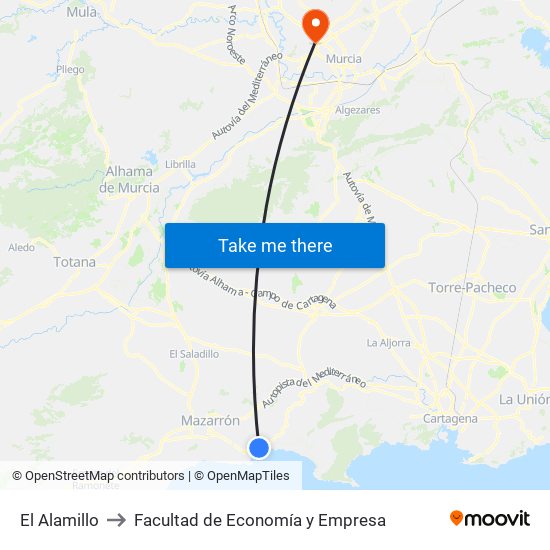 El Alamillo to Facultad de Economía y Empresa map