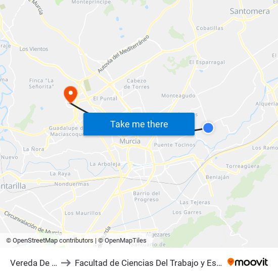 Vereda De La Cueva to Facultad de Ciencias Del Trabajo y Escuela U. de Trabajo Social map