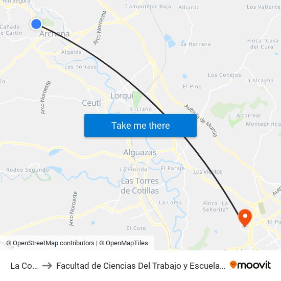 La Colonia to Facultad de Ciencias Del Trabajo y Escuela U. de Trabajo Social map