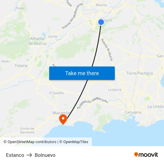 Estanco to Bolnuevo map