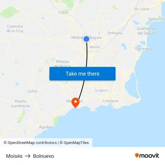 Moisés to Bolnuevo map