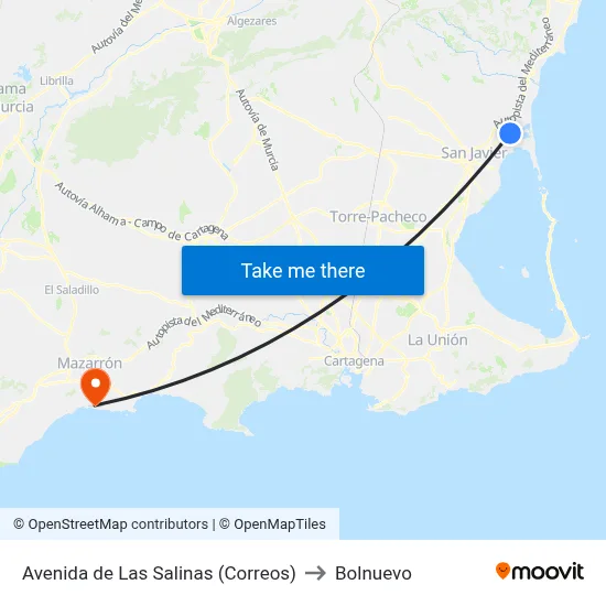Avenida de Las Salinas (Correos) to Bolnuevo map